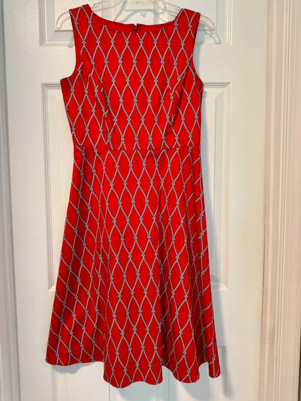 Talbots Red Fit & Flare Rope Print Dress Size 4 | Nautical Summer Patriotic